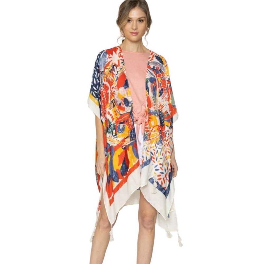 Do Everything In Love mixed pattern kimono cover up OS